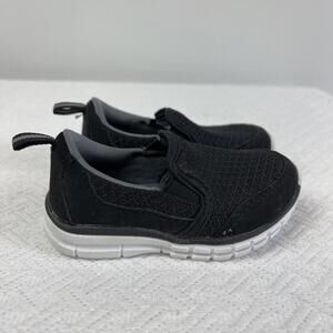 Athletic Works Little Kids Size 6 Black Black Slip on Sneakers Shoes Memory Foam